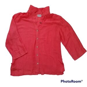 Chico’s Design Orange Linen Silk Blend Blouse